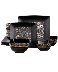 Elama&rsquo;s Naina 16 Piece Double Bowl Stoneware Dinnerware Set
