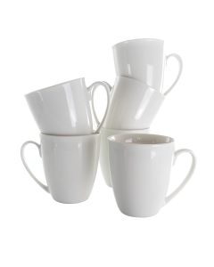 Elama Rosales 6 Piece 12 Ounce Porcelain Mug Set in White