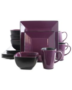Elama Mulberry Loft 16 Piece Modern Premium Stoneware Dinnerware Set with Complete Settings for 4